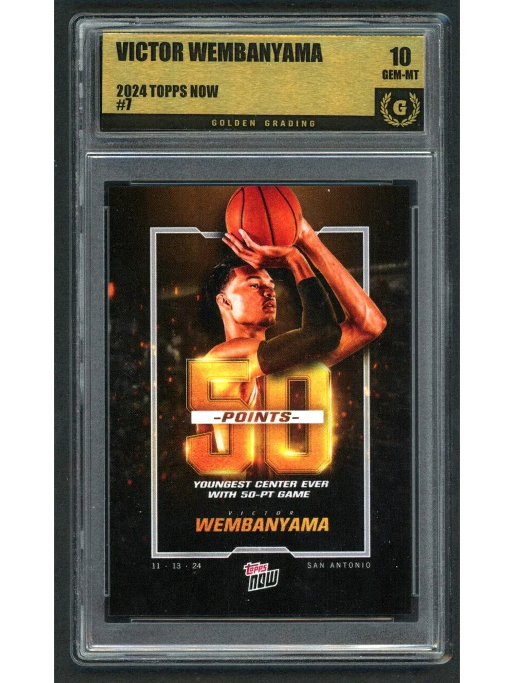 2024-25 Topps Now #7 Victor Wembanyama Spurs 50 Pts. Game Gem Mint 10